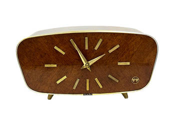 Zegar Kominkowy Weimar Fornir Orzechowy, Lata 60., RFN, Mid-Century Modern
