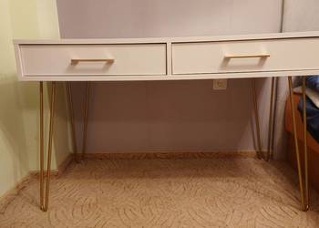 Biurko białe złote nogi 120x60