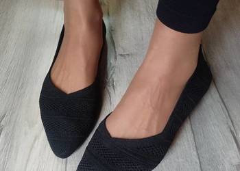 (42) Czarne, dzianinowe baleriny wieczorowe, NOWE