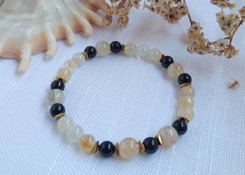 Bransoletka cytryn, czarny turmalin i hematyt