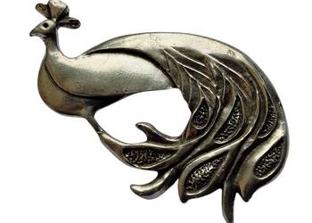 VINTAGE ARTYSTYCZNA BROSZKA PAW CYNA JUBILERSKA SEAGULL PEWTER 1987