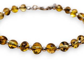 Bransoletka z bursztynu, BURSZTYN bałtycki cytrynowy z inkluzjami #917
