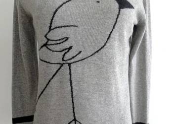 Sweter Wełniany Wełna Jagnięca Kaszmir Szary Crew Neck Luksusowa Marka