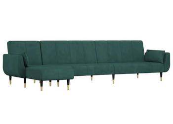 vidaXL Sofa rozkładana L, czarna, 275x140x70 cm, aksamit(SKU:3157209)
