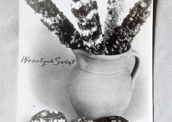 Pocztówka wielkanocna, czarno-biała. Lata 60-e. Pocztówka wielkanocna, czarno-biała. Lata 60-e.