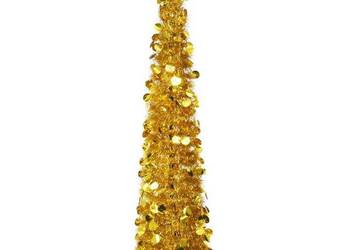 vidaXL Składana, sztuczna choinka, złota, 150 cm, PET(SKU:320983)