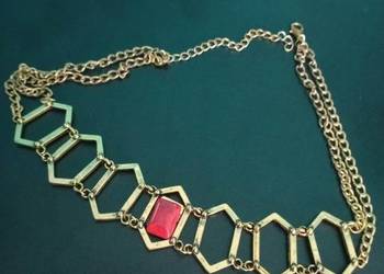 Choker plastikowy złoty z klejnotem