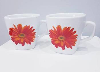 Zestaw porcelanowych filiżanek w gerbery
