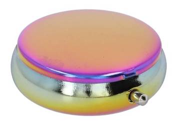 Tęczowa Kieszonkowa Popielniczka Mała Mobilna Okrągła Metalowa 5 x 1,5 cm