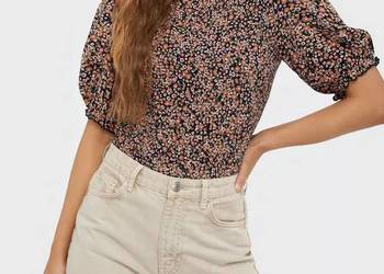 PIECES BLUZKA TOP W KWIATKI MARSZCZONY 38 M