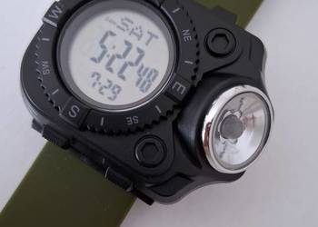 Nowy zegarek z latarką survival marki SKMEI 2187 kolor zielony biały