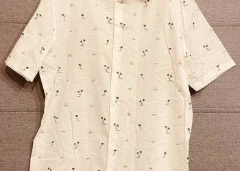 Męska biała koszula z krótkim rękawem w palemki H&M rozmiar L