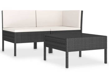 3-cz. zestaw wypoczynkowy do ogrodu poduszki czarny rattan PE WM-310186