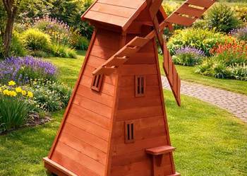 Wiatrak ogrodowy drewniany