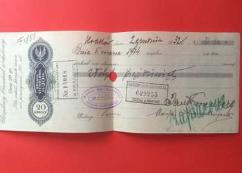 ( 1523 ) Weksel Wystawiony W Krakowie 20
