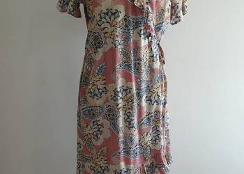 Sukienka Długa Różowa Pastelowy Nadruk Paisley Modal Wiskoza Maxi Nowa Next