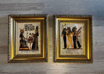 Obrazy egipskie papirus złota rama 2 sztuki komplet