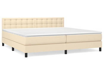 Łóżko kontynentalne z materacem kremowe tkanina 200x200 cm WM-3140406