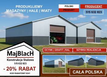 DWUKOLOROWY Garaż Blaszany Dwuspadowy – Hala - Magazyn  - Maj-Blach