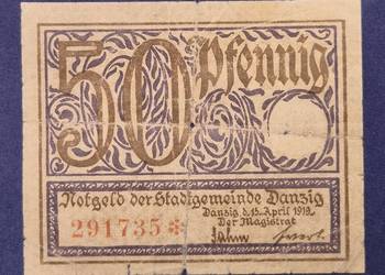 Wolne Miasto Gdańsk - 50 fenigów 1919