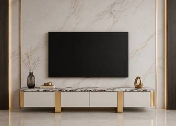 Komoda RTV biała szafka pod telewizor Sofia 200x40x36