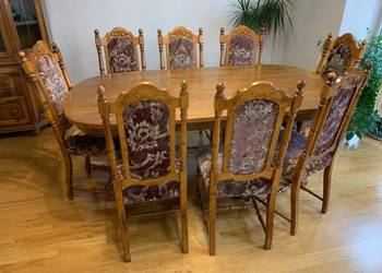 Komplet 8 drewnianych krzeseł rustykalnych / vintage