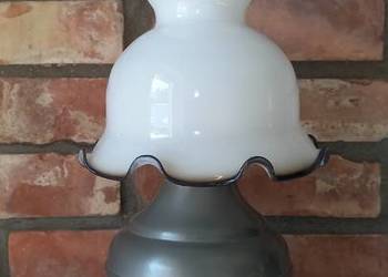 Lampka metalowa Stołowa Gabinetowa Nocna Szklany klosz Lampa (704)