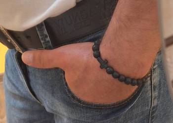 Bransoletka z krzyżykiem męska kamień wulkaniczny black