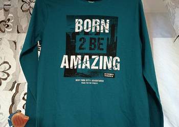 Bluzka Chłopięca Niebieska z Nadrukiem Młodzieżowa Bawełniana Y.F.K. 158