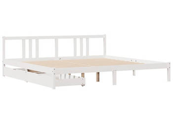 Łóżko bez materaca białe lite drewno sosnowe 200x200 cm WM-3301645