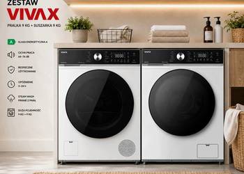 Zestaw Pralka 9kg 1400 Inverter Steam + Suszarka 9kg Pompa Ciepła