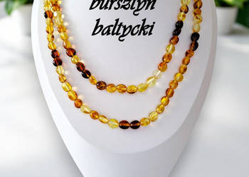 Korale z bursztynu, BURSZTYN bałtycki barok cytryna koniak 120cm #960