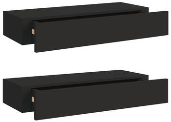 Półki ścienne z szufladą 2 szt. czarne 60x235x10 cm MDF WM-330258
