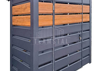 Wiata śmietnikowa 1,6x0,8m Antracyt + jasny orzech Schowek ogrodowy TS1107