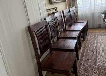 6 krzeseł lite drewno ciemny brąz