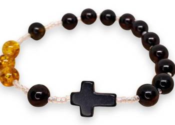 Bransoletka różaniec, dziesiątka różańca z bursztynu, BURSZTYN #1460