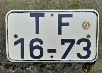 Stara tablica rejestracyjna motocyklowa z DDR. Mz ts, etz, ets