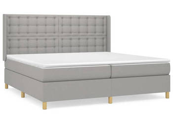 Łóżko kontynentalne z materacem jasnoszare tkanina 200x200 cm WM-3132337