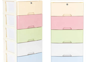 Regał z 5 wysuwanymi szufladami nogi z kółkami ModernHome