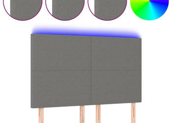 Zagłówek do łóżka z LED ciemnoszary 144x5x118/128 cm tkanina WM-3122143