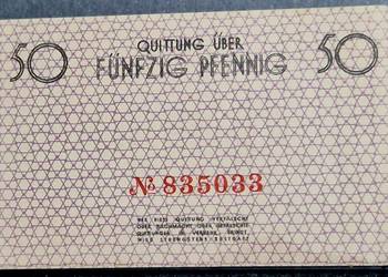 Banknoty Getta 1940 rok 1 Marka x 2 szt i 50 Pfenig