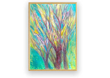 Zielony Obrazek Pastele Olejne Drzewa Rysunek Wiosenny Ramk