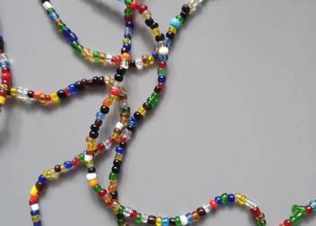 Naszyjnik, korale z mini drobnych koralików vintage, PRL