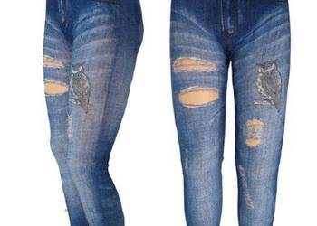 Legginsy imitacja jeansu z prawdziwymi dziurami