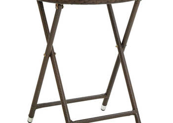 Stolik herbaciany brązowy 60 cm rattan PE i szkło hartowane WM-310560