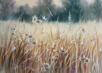 Gorąca Łąka, olejny ręcznie malowany, Lidia Olbrycht