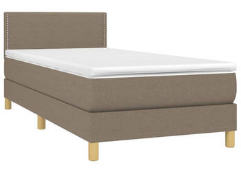 Łóżko kontynentalne z materacem taupe tkanina 100x200 cm WM-3133617