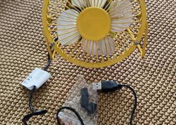 Nowy wiatrak USB Smarty MW-02 żółty – metalowy, regulowany kąt – w oryginal