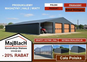 Bardzo Duży Dwuspadowy Garaż Blaszany Grafitowy  - Hala  - Maj-Blach
