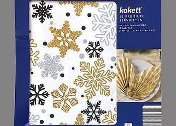 Zestaw 12 serwetek świąteczne gwiazdki na białym tle 40,5x40,5cm